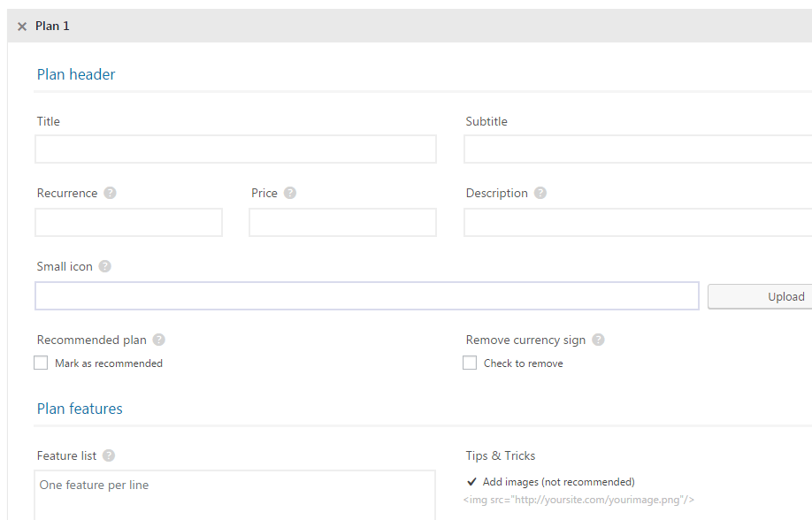 The pricing table creator.