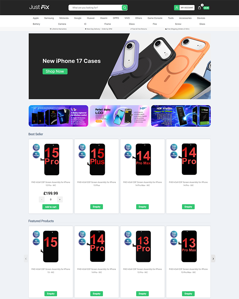 Just-Fix电商网站 PC端预览图